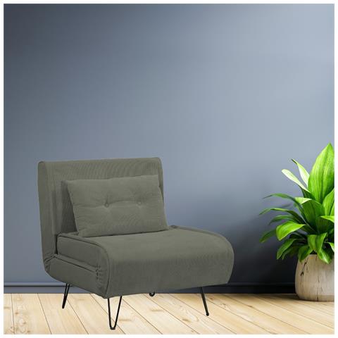 Poltrona Letto Quarzo Senza Braccioli Colore Verde Muschio Con Piedini In Metallo - Foto 1