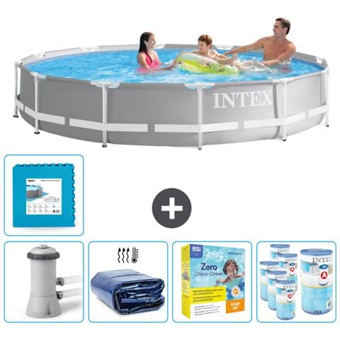 Piscina Fuori Terra - In Giro - 366x366x76 Cm - Grigio - Include Accessori Coordinati Cb23 - Foto 1