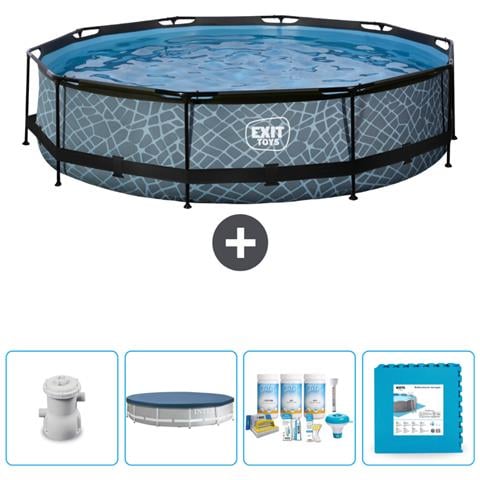 Piscina Fuori Terra - In Giro - 360x360x76 Cm - Grigio - Include Accessori Coordinati Cb16 - Foto 1