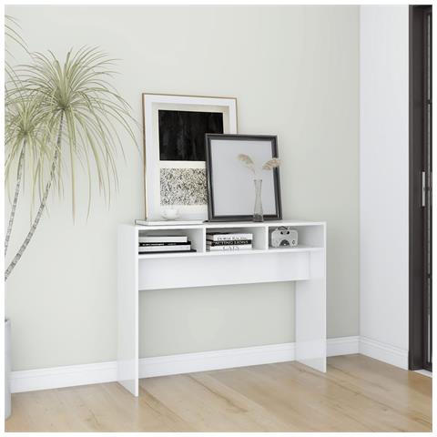 Lusso Casadino - Tavolino Consolle Bianco Lucido 105x30x80 Cm Legno Multistrato - Foto 8