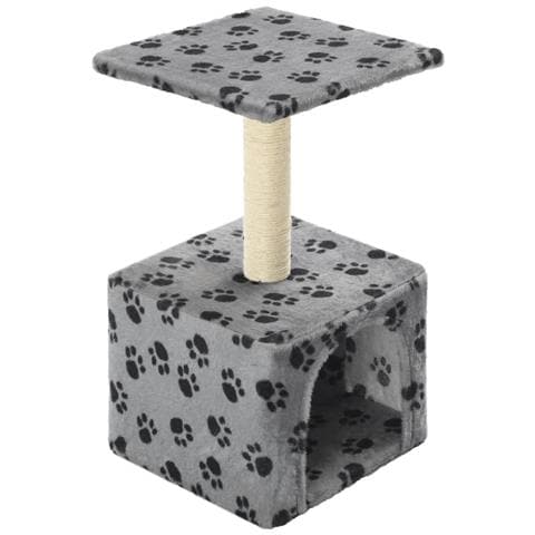 Albero Per Gatti E Tiragraffi Sisal 55 Cm Zampe Stampate Grigio - Foto 1