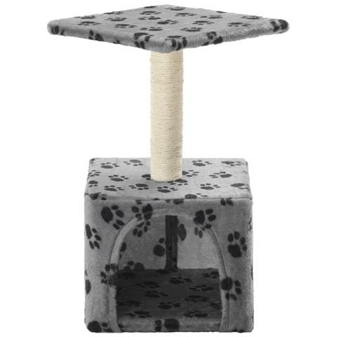 Albero Per Gatti E Tiragraffi Sisal 55 Cm Zampe Stampate Grigio - Foto 2