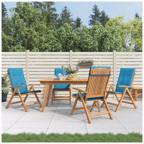Lusso Casadino -  Sedie Da Giardino Reclinabili Con Cuscini 4 Pz In Legno Di Teak - Foto 8