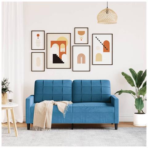 Lusso Casadino - Divano A 2 Posti Blu 140 Cm In Velluto - Foto 2