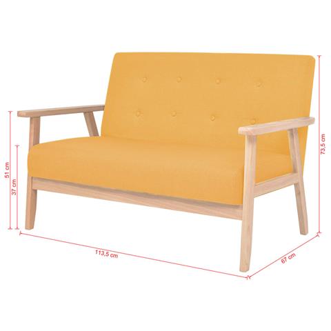 Divano A 2 Posti In Tessuto Giallo - Foto 7