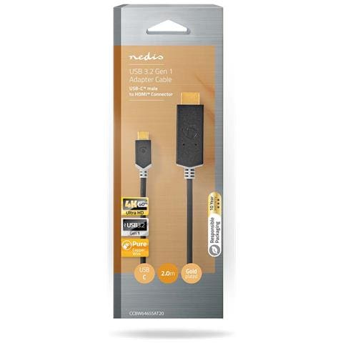 Cavo Usb CCBW64655AT20 3.2 Gen 1 Usb-c Maschio a Hdmi Maschio Colore Nero / Oro - Foto 3