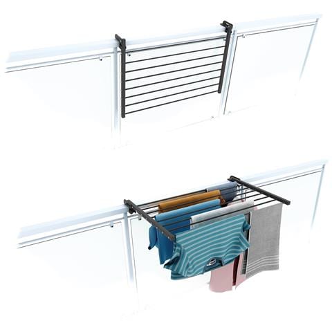 Stendino Ribaltabile Da Balcone 82x63x8 Cm Antracite, Salvaspazio Da Esterno Perfetto Per Terrazzi E Ringhiere - Foto 1