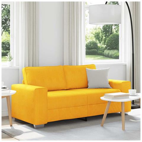 Divano Divanetto Giallo Chiaro 140cm Tessuto di Velluto a Coste - Foto 2
