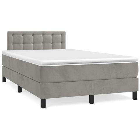 Letto a Molle Materasso e LED Grigio Chiaro 120x190 cm Velluto - Foto 2