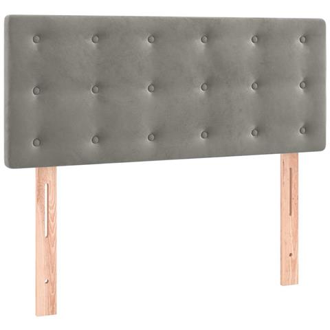 Letto a Molle Materasso e LED Grigio Chiaro 120x190 cm Velluto - Foto 9