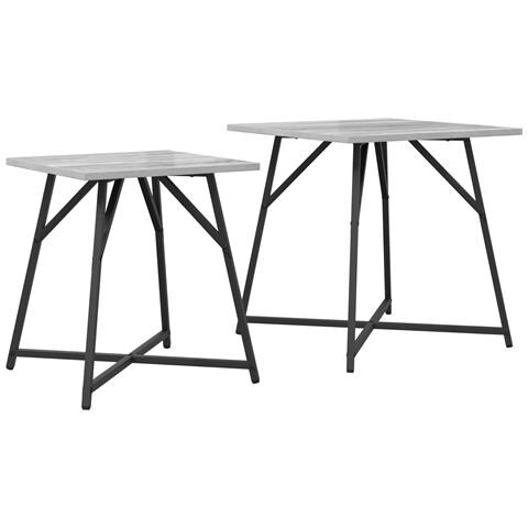 Tavolino 2 pz Grigio Sonoma in Legno Ingegnerizzato e Metallo - Foto 1