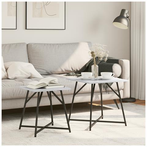 Tavolino 2 pz Grigio Sonoma in Legno Ingegnerizzato e Metallo - Foto 2