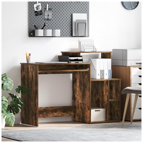 Scrivania con storage Rovere affumicato 120.5x44x88.5 cm Legno ingegnerizzato - Foto 2