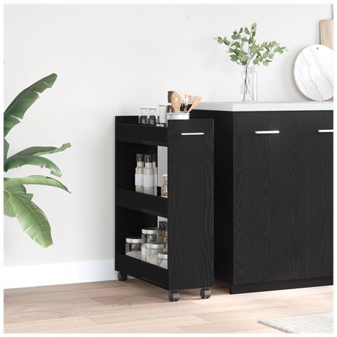 Armadio Rolling  Nero Rovere 60x22x79 cm Legno ingegnerizzato - Foto 2