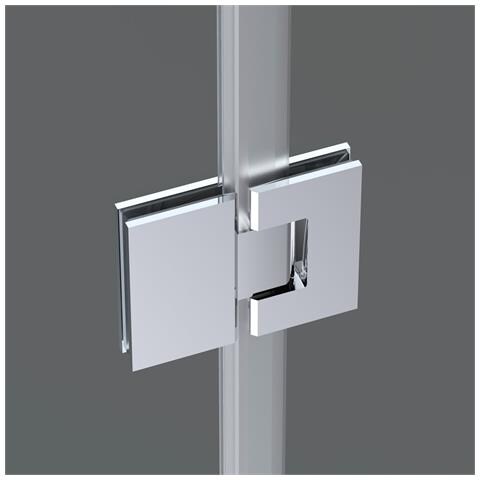 Box Doccia Angolare 90x90 Cm Apertura Due Ante Battenti H200 Cm Cristalli Trasparente 6mm Profilo Cromato Gioia - Foto 2