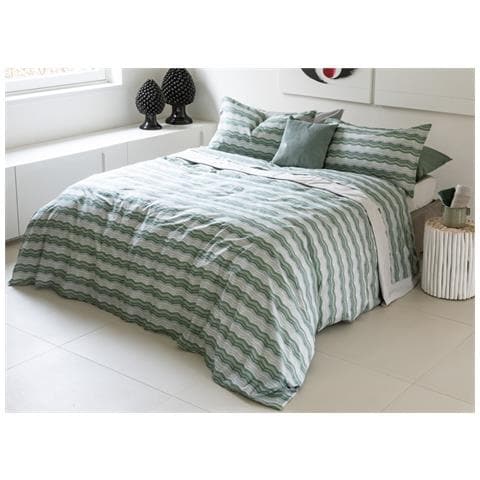 Completo Lenzuola Letto In Cotone Modello Les Uniques Dis. 2514 Singolo Verde 133 - Foto 1