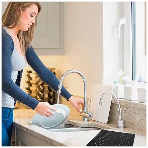 Tappetino Scolapiatti In Silicone Antiscivolo Ritagliabile 31,5 X 26,4 Cm Nero - Foto 6