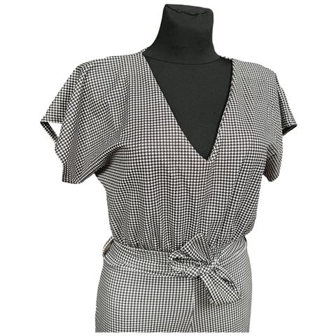 Tuta A Maniche Corte Comoda A Quadri Bianco E Nero Taglia Xs - Foto 2