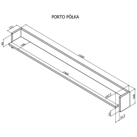 Scaffale PORTO 150x18x16,5 rovere /nero - Foto 3