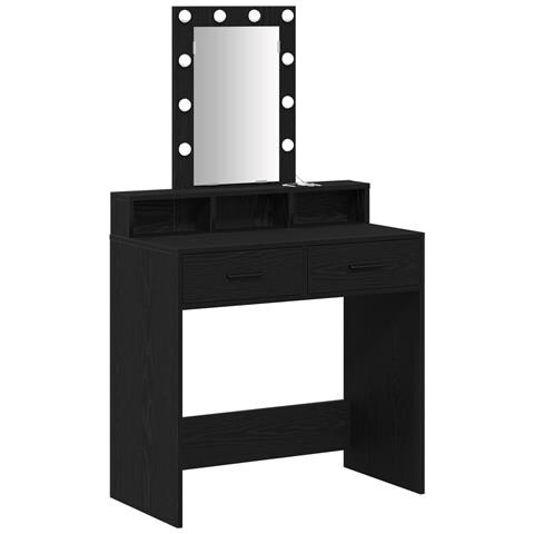 Tavolo da Trucco  con Luci LED, Nero Rovere, 79x41x140 cm - Foto 1