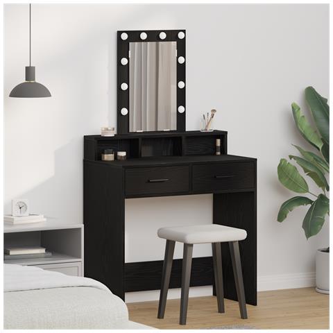 Tavolo da Trucco  con Luci LED, Nero Rovere, 79x41x140 cm - Foto 2