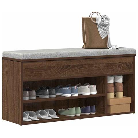 Scarpiera Rovere Marrone 102x30,5x45 cm in Legno Multistrato - Foto 2