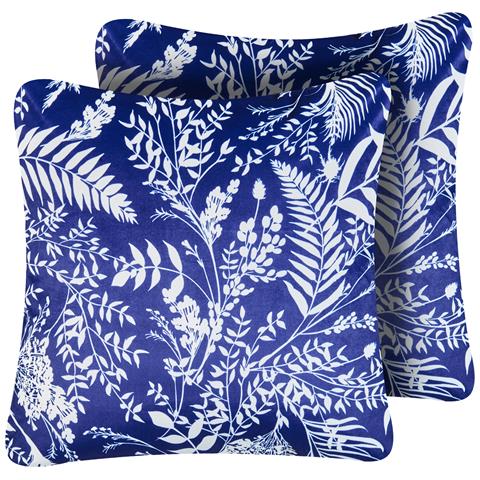Set Di 2 Cuscini Da Esterno Glimmer Trama Di Piante 45 X 45 Cm Blu - Foto 2