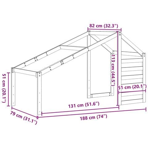 Tetto per Letto Bambini Bianco 188x82x113cm Legno Massello Pino - Foto 9