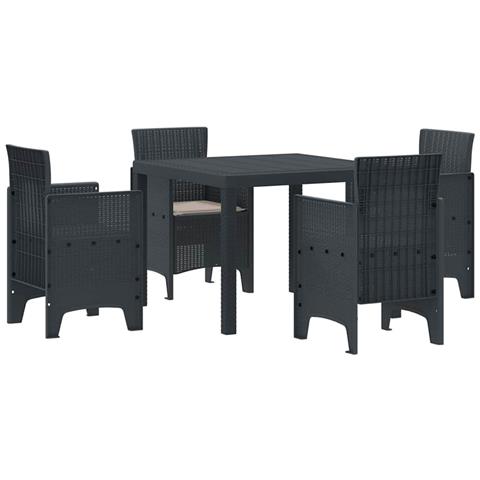 Set da Pranzo per Giardino 5 pcs Antracite Rattan Polt - Foto 1