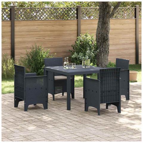 Set da Pranzo per Giardino 5 pcs Antracite Rattan Polt - Foto 2
