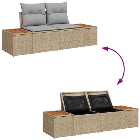 Set Divano da Giardino con cuscino 8 pcs Beige Poly Rattan - Foto 9