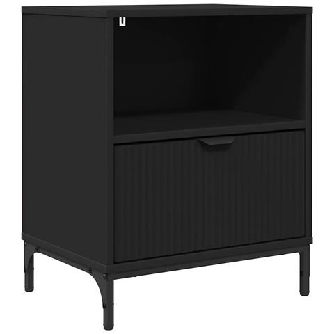 Comodino con cassetto Nero 49 x 36 x 61 cm Legno multistrato - Foto 1
