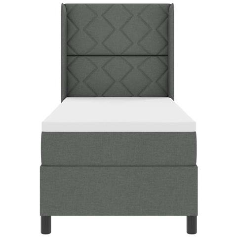 Letto a molle con materasso Grigio scuro 80 x 200 cm Tessuto - Foto 9