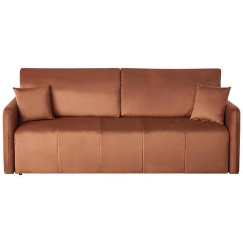 Divano Letto 3 Posti Egge Velluto Marrone Dorato - Foto 2