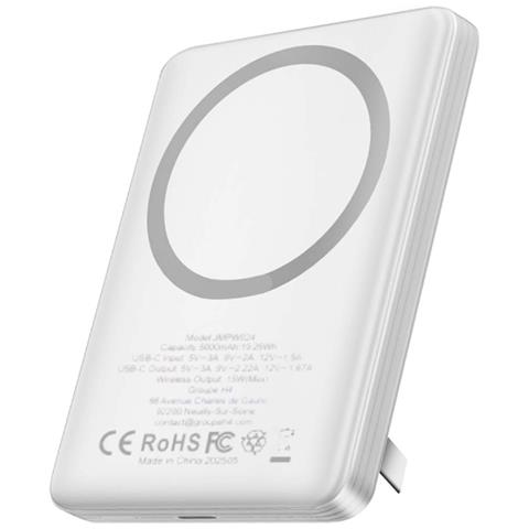 Powerbank 5000mah Induzione Magsafe 15w Con Porta Usb-c 20w E Funzione Stand, Bianco - Foto 1