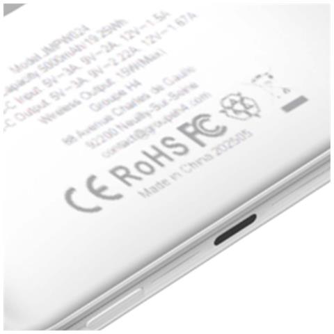 Powerbank 5000mah Induzione Magsafe 15w Con Porta Usb-c 20w E Funzione Stand, Bianco - Foto 5