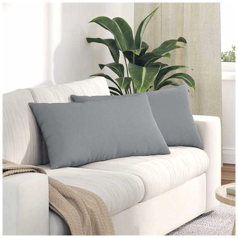 Cuscini da Divano 2 pcs Grigio chiaro 80 x 40 cm Tessuto - Foto 2