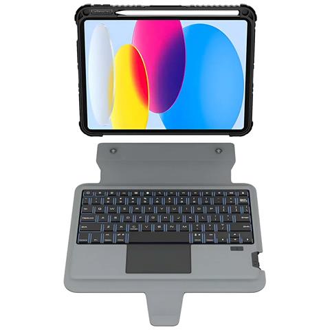 Custodia Con Tastiera E Paraurti Per Ipad 10.9"" / 11"" Retroilluminata E Antiurto, Nero - Foto 2