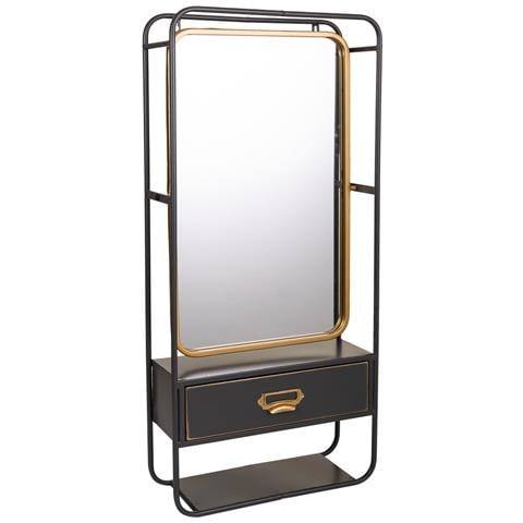 Specchio Da Parete In Metallo Nero 40x15x90h - Foto 1