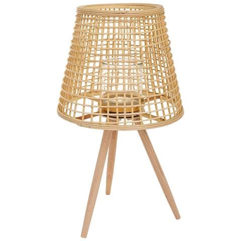 Lanterna Portacandele In Bambù E Rattan Marrone D36x31/64h - Foto 1