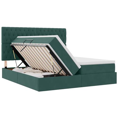 Letto con luci a strisce a LED Verde Scuro 200 x 200 cm Velluto - Foto 9