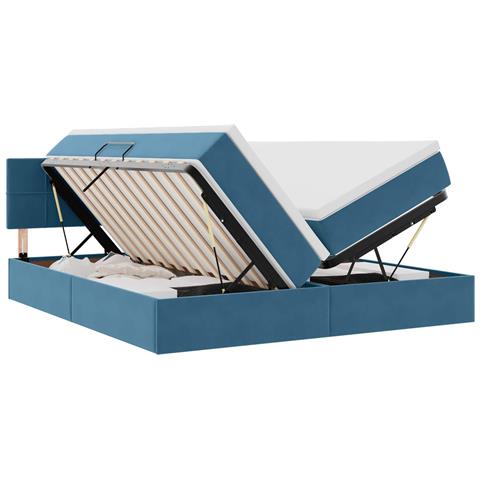 Letto con luci a strisce a LED Blu Scuro 180 x 200 cm Velluto - Foto 1