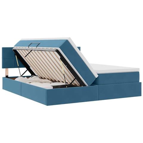 Letto con luci a strisce a LED Blu Scuro 180 x 200 cm Velluto - Foto 9