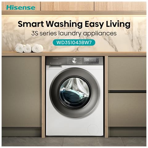 Hisense WD3S1043BW7, Caricamento frontale, Libera installazione, Bianco, Sinistra, Grigio, Grigio - Foto 20