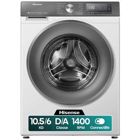 Hisense WD3S1043BW7, Caricamento frontale, Libera installazione, Bianco, Sinistra, Grigio, Grigio - Foto 1