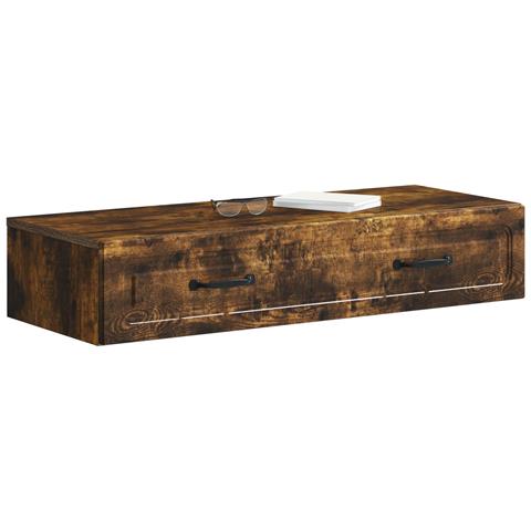 Tavolino da Parete Laterale Rovere Fumo 87,5 x 34,5 x 17 cm - Foto 2