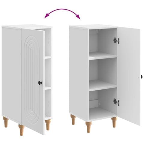 Credenza Bianco Lucido 33 x 34,5 x 90 cm Legno ingegnerizzato - Foto 9