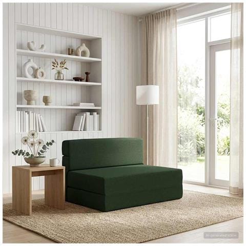 Divano Letto Pieghevole Verde Scuro 70 x 72 x 60 cm Tessuto - Foto 2
