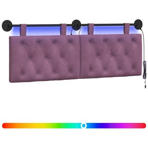 Testiera sospesa Con luce LED Viola Velluto - Foto 1