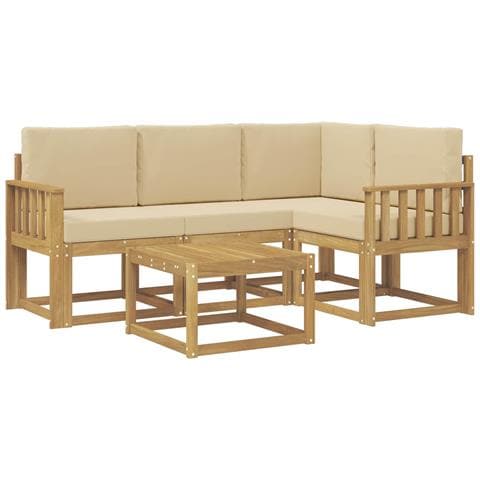 Set di divani da esterno con cuscino 5 pcs Bianco e Beige - Foto 1